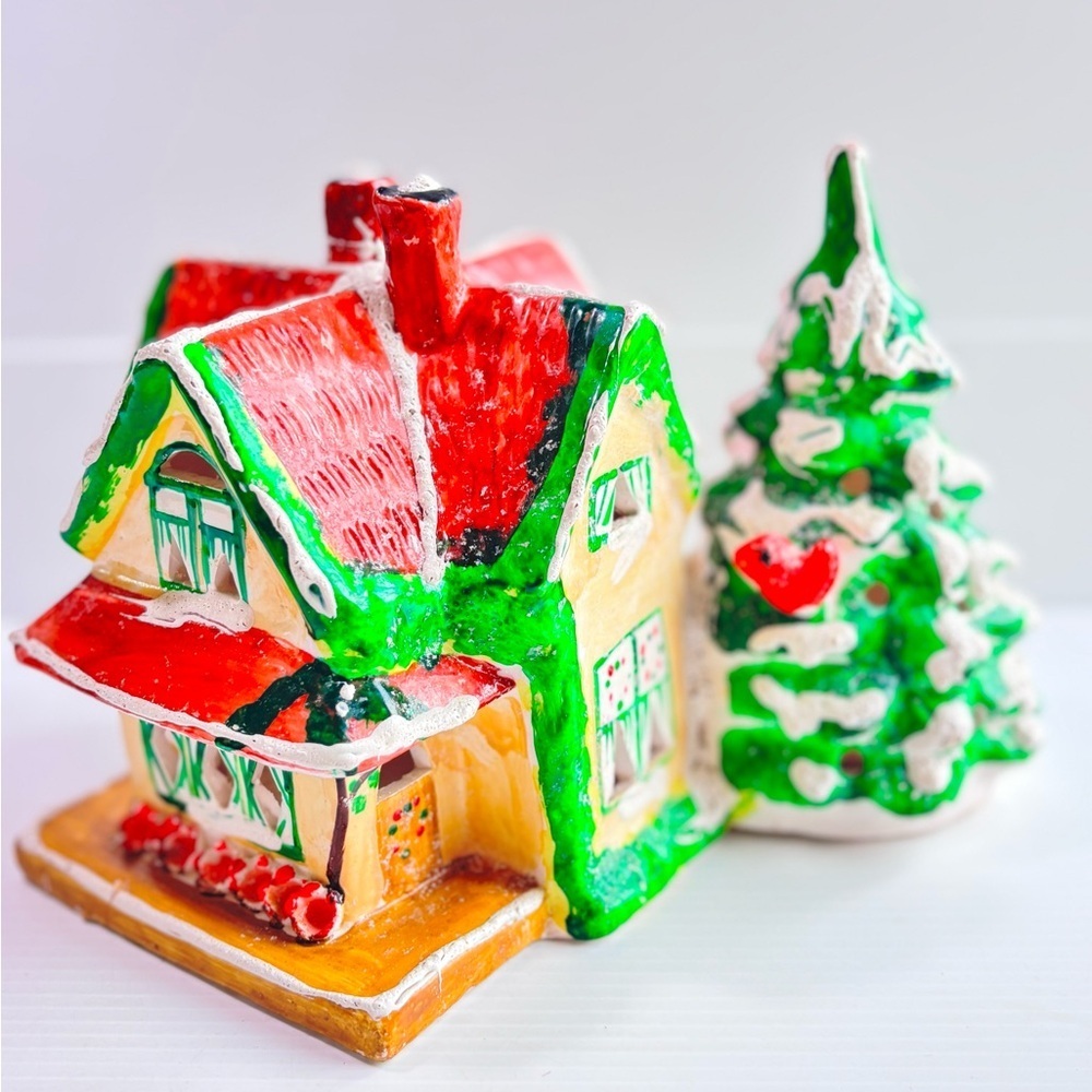 Vintage Giftcraft Ceramic Christmas House Tree Light Up Decor